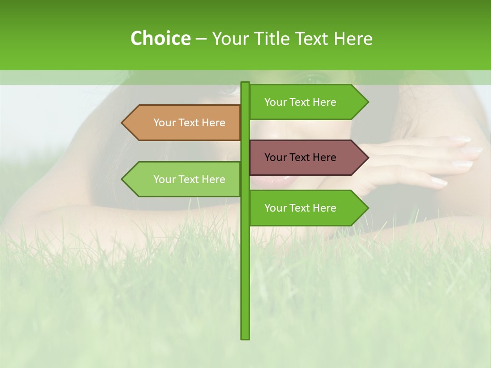 A Woman Laying In The Grass With Her Hands On Her Chest PowerPoint Template