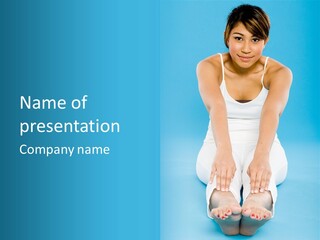 A Woman Sitting On The Ground With Her Feet Up PowerPoint Template