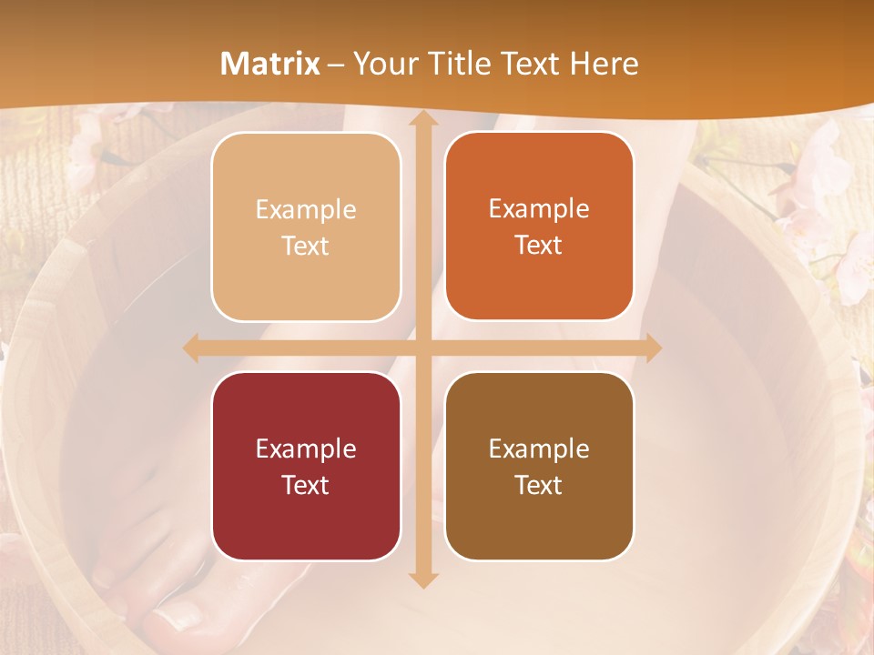 A Woman's Feet On A Wooden Bowl With Flowers PowerPoint Template