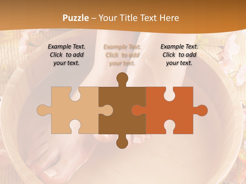 A Woman's Feet On A Wooden Bowl With Flowers PowerPoint Template