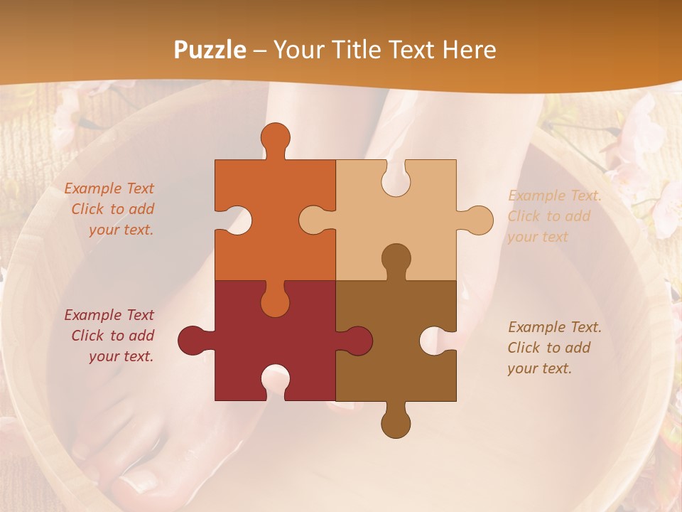 A Woman's Feet On A Wooden Bowl With Flowers PowerPoint Template