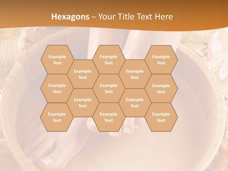 A Woman's Feet On A Wooden Bowl With Flowers PowerPoint Template