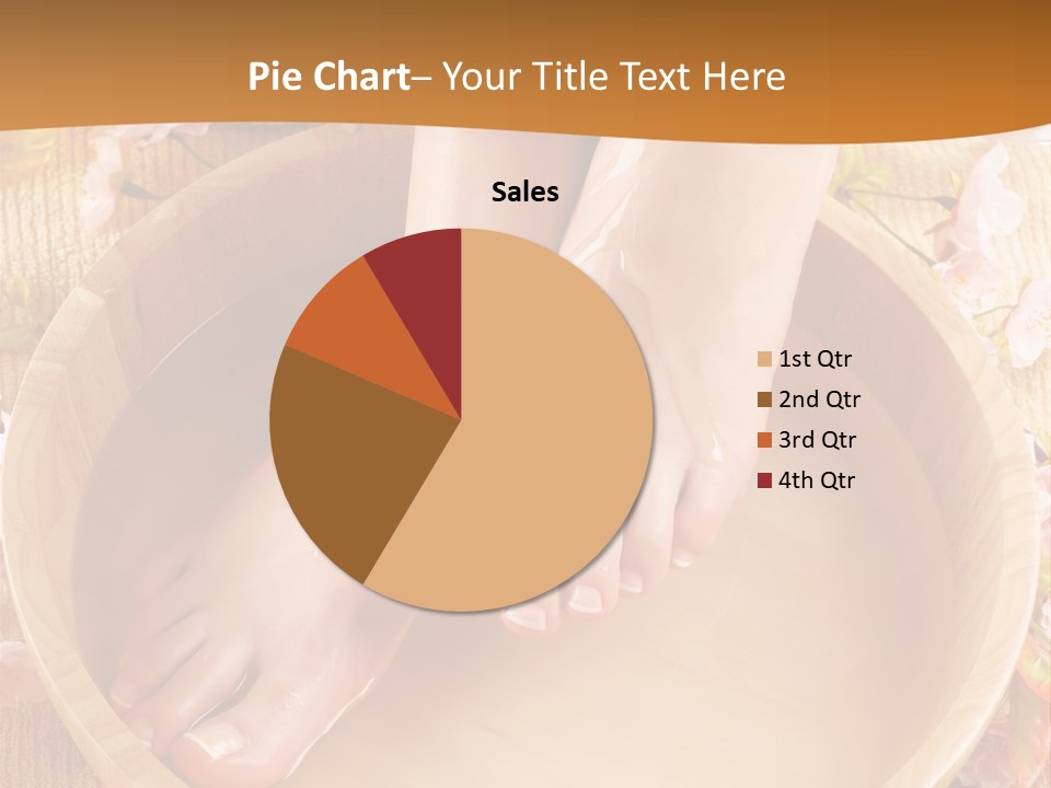 A Woman's Feet On A Wooden Bowl With Flowers PowerPoint Template