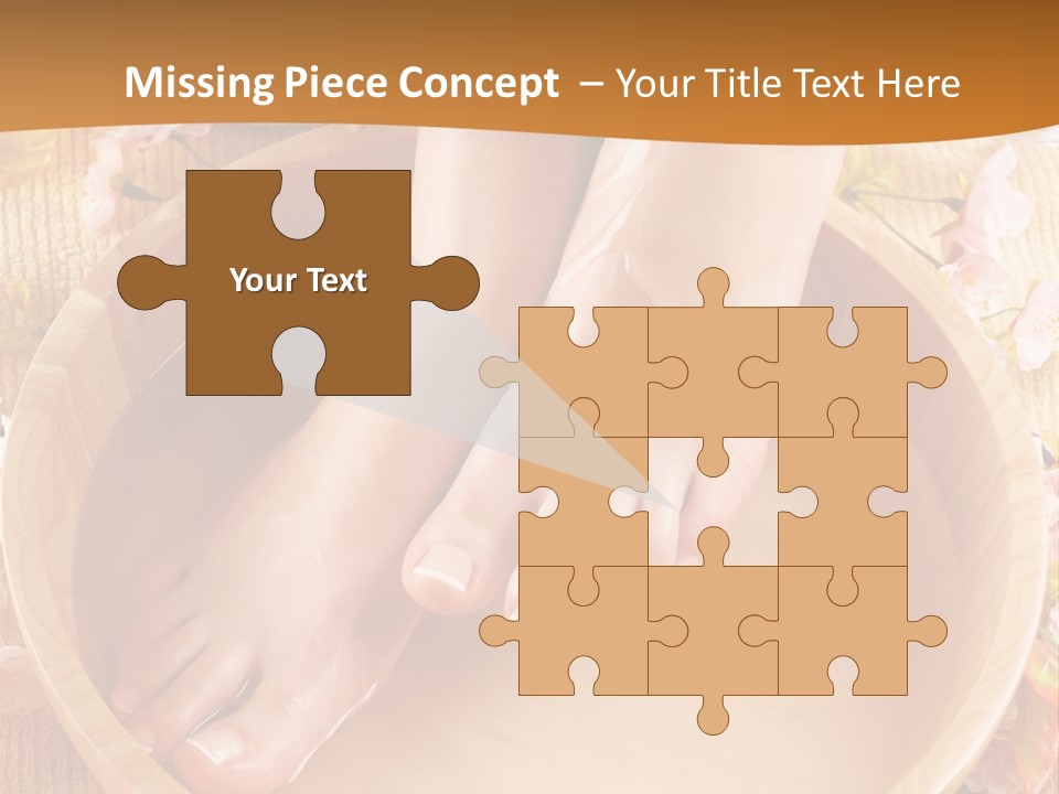 A Woman's Feet On A Wooden Bowl With Flowers PowerPoint Template