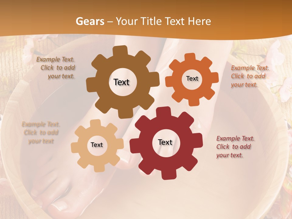 A Woman's Feet On A Wooden Bowl With Flowers PowerPoint Template