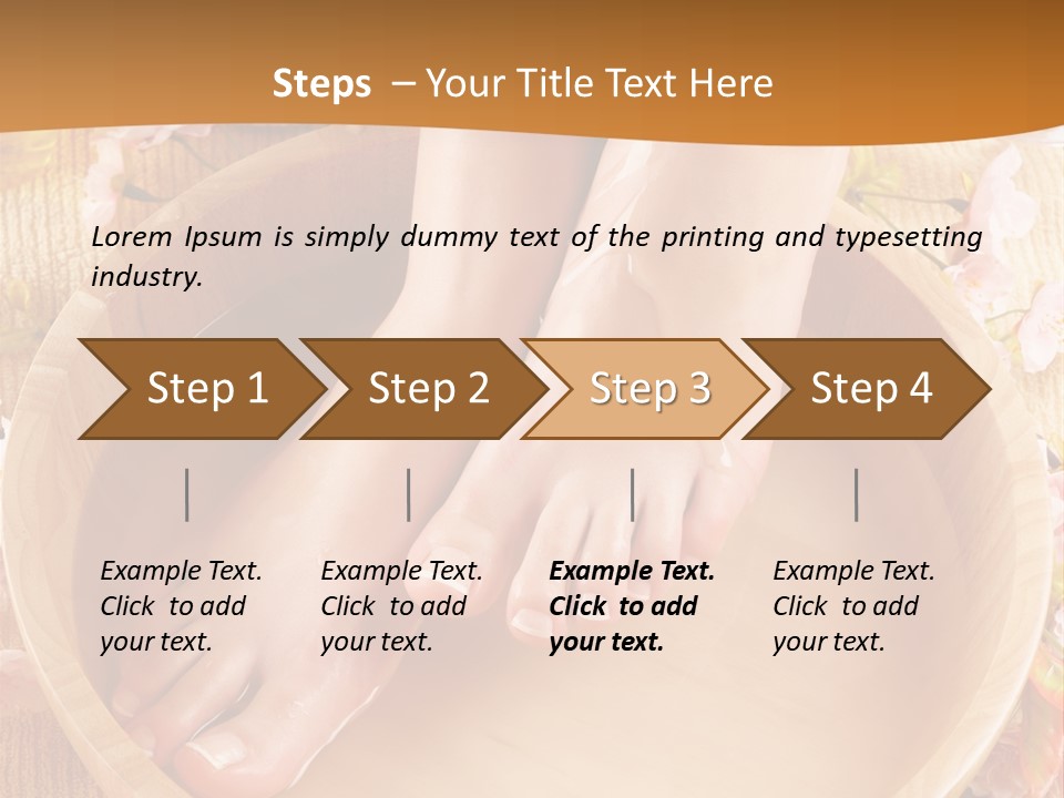 A Woman's Feet On A Wooden Bowl With Flowers PowerPoint Template