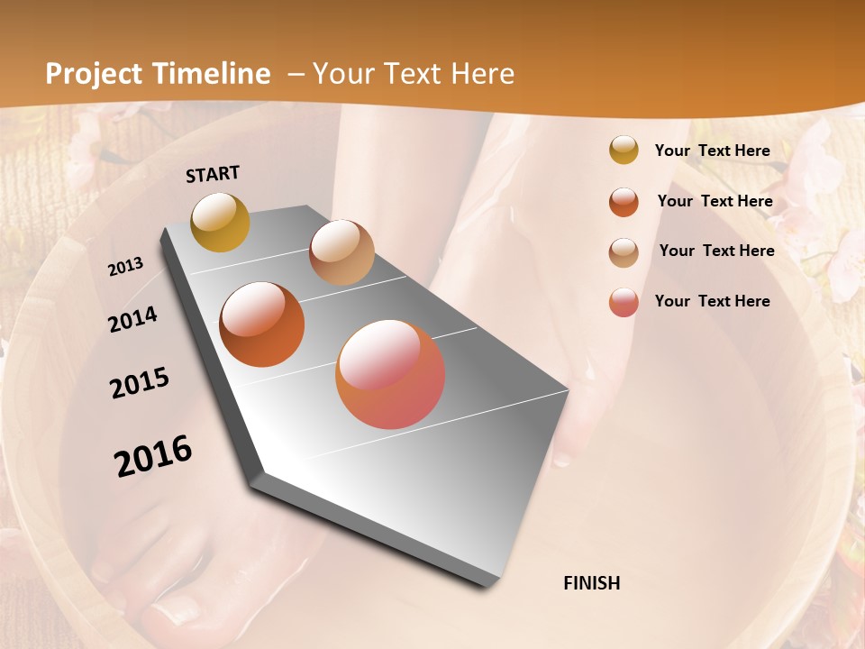 A Woman's Feet On A Wooden Bowl With Flowers PowerPoint Template