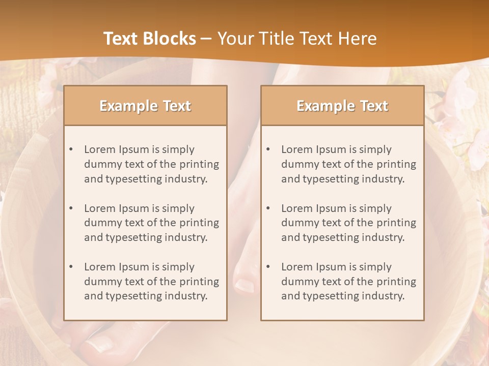 A Woman's Feet On A Wooden Bowl With Flowers PowerPoint Template