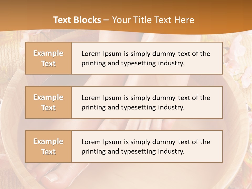 A Woman's Feet On A Wooden Bowl With Flowers PowerPoint Template