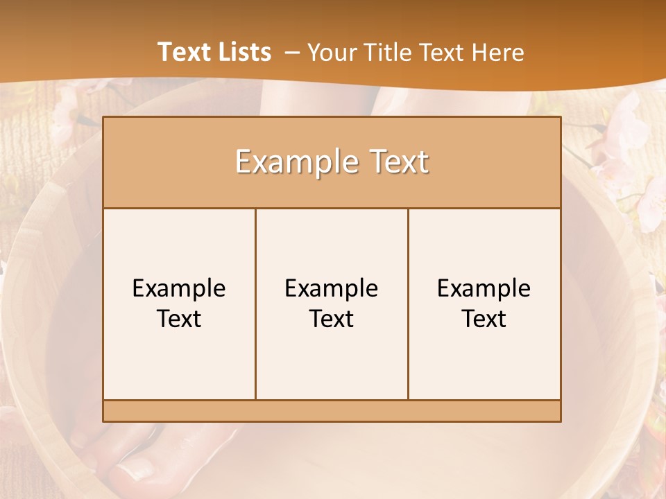 A Woman's Feet On A Wooden Bowl With Flowers PowerPoint Template