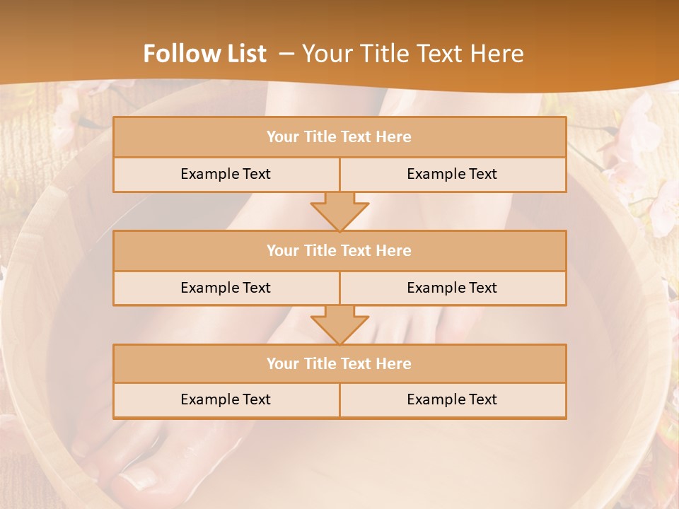 A Woman's Feet On A Wooden Bowl With Flowers PowerPoint Template