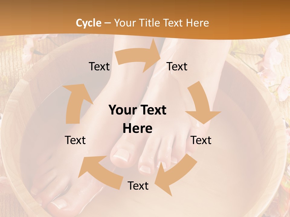 A Woman's Feet On A Wooden Bowl With Flowers PowerPoint Template