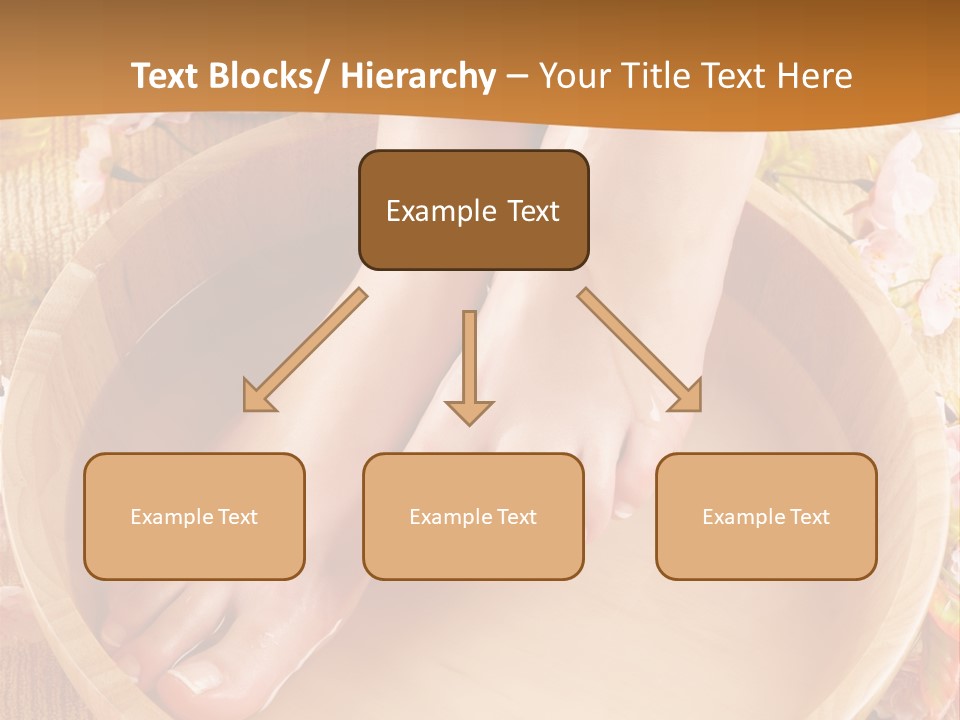 A Woman's Feet On A Wooden Bowl With Flowers PowerPoint Template