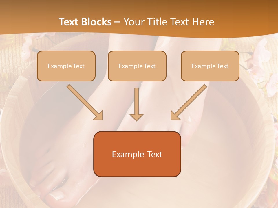A Woman's Feet On A Wooden Bowl With Flowers PowerPoint Template