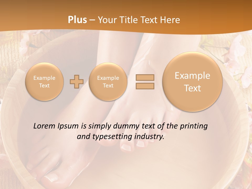 A Woman's Feet On A Wooden Bowl With Flowers PowerPoint Template
