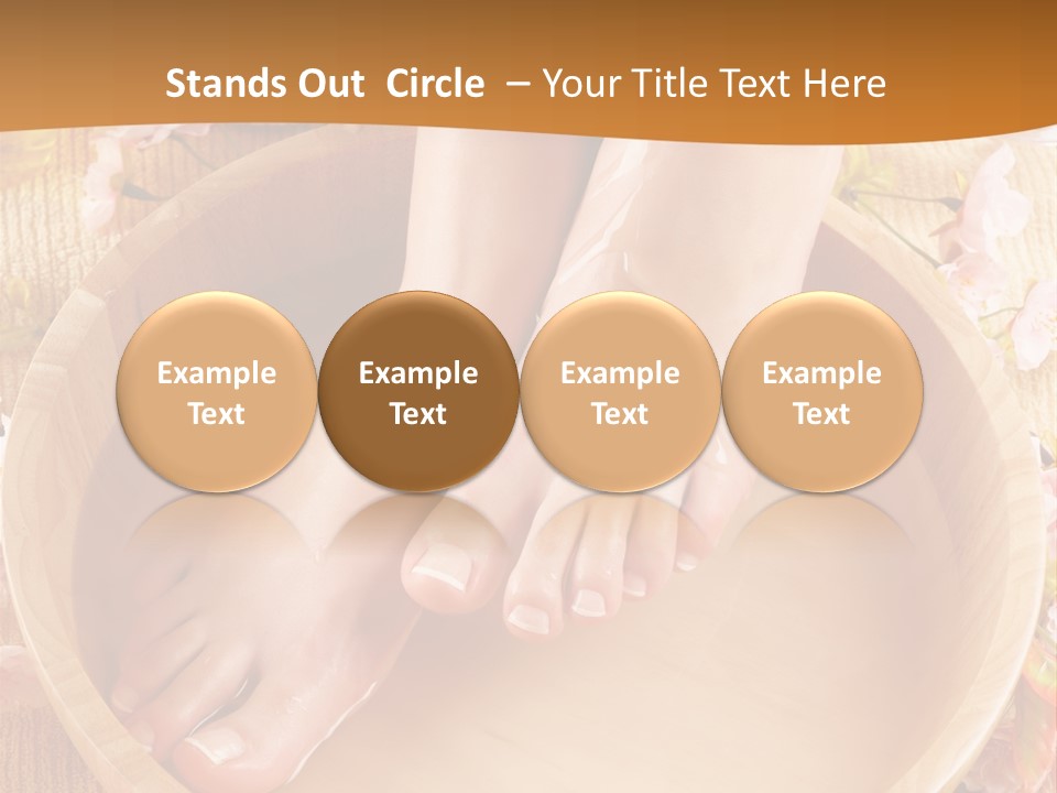 A Woman's Feet On A Wooden Bowl With Flowers PowerPoint Template