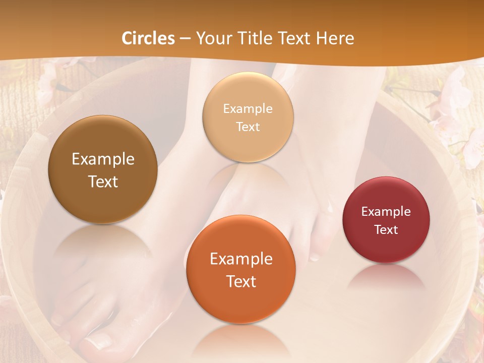 A Woman's Feet On A Wooden Bowl With Flowers PowerPoint Template