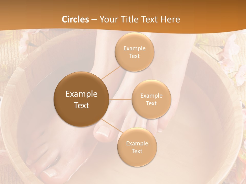 A Woman's Feet On A Wooden Bowl With Flowers PowerPoint Template