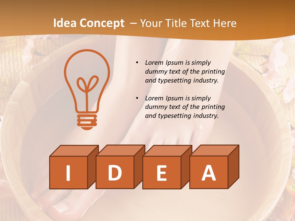 A Woman's Feet On A Wooden Bowl With Flowers PowerPoint Template