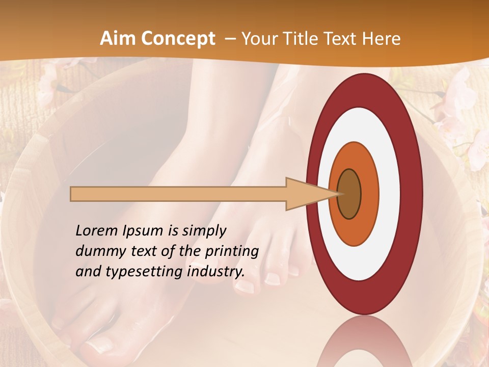 A Woman's Feet On A Wooden Bowl With Flowers PowerPoint Template