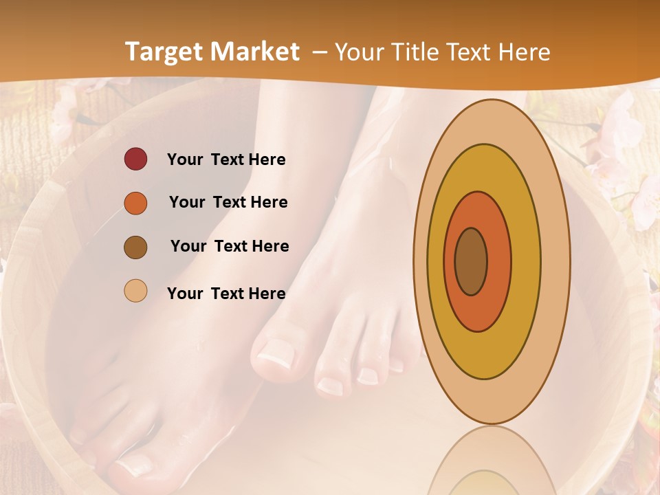 A Woman's Feet On A Wooden Bowl With Flowers PowerPoint Template