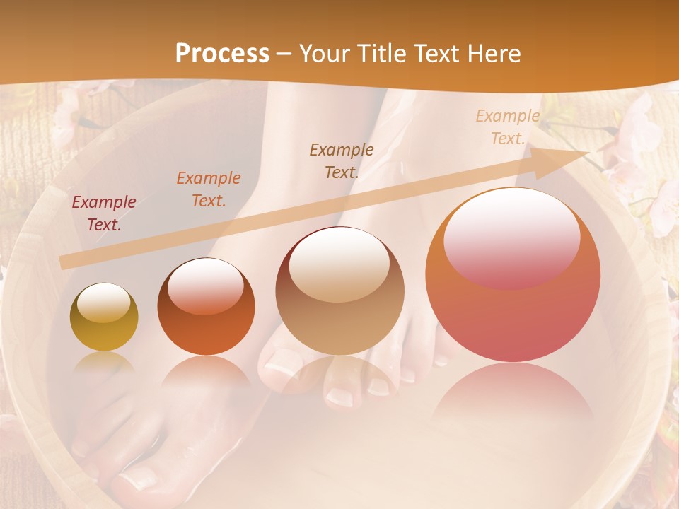 A Woman's Feet On A Wooden Bowl With Flowers PowerPoint Template