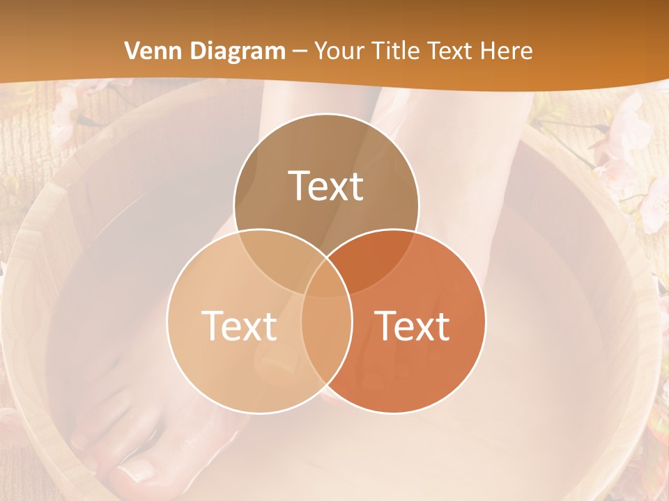 A Woman's Feet On A Wooden Bowl With Flowers PowerPoint Template