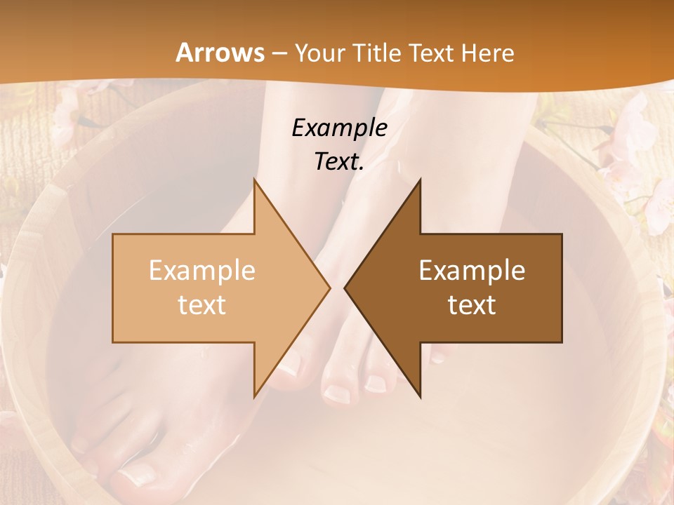 A Woman's Feet On A Wooden Bowl With Flowers PowerPoint Template