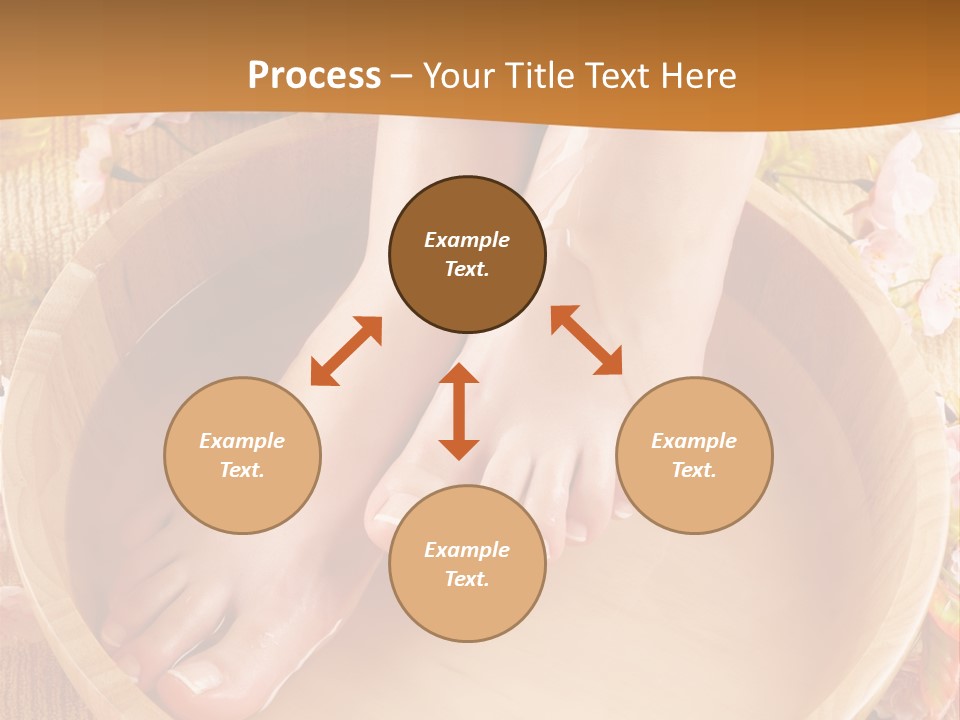 A Woman's Feet On A Wooden Bowl With Flowers PowerPoint Template