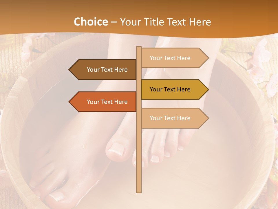 A Woman's Feet On A Wooden Bowl With Flowers PowerPoint Template