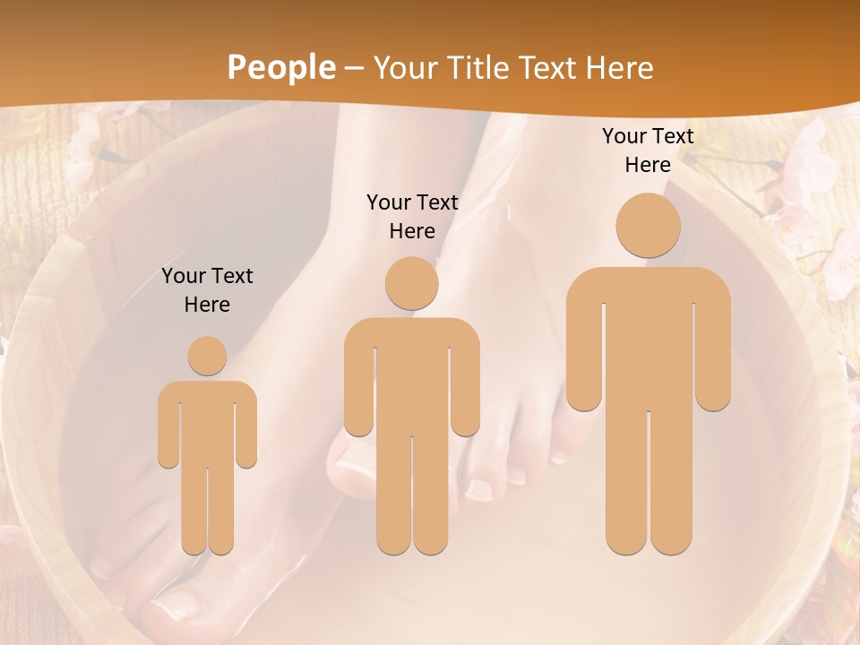 A Woman's Feet On A Wooden Bowl With Flowers PowerPoint Template