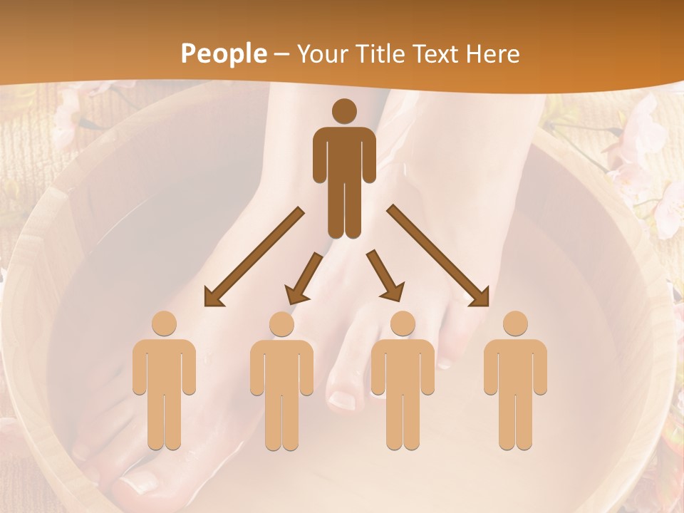 A Woman's Feet On A Wooden Bowl With Flowers PowerPoint Template