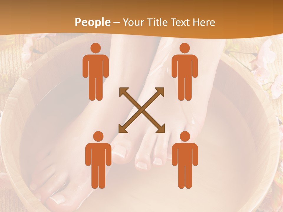 A Woman's Feet On A Wooden Bowl With Flowers PowerPoint Template