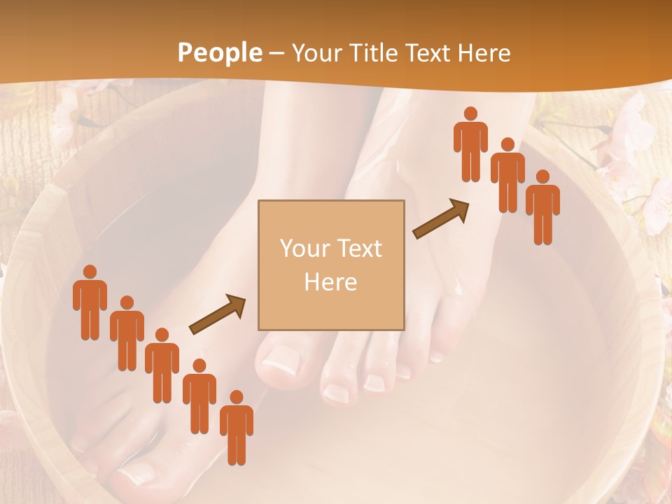 A Woman's Feet On A Wooden Bowl With Flowers PowerPoint Template