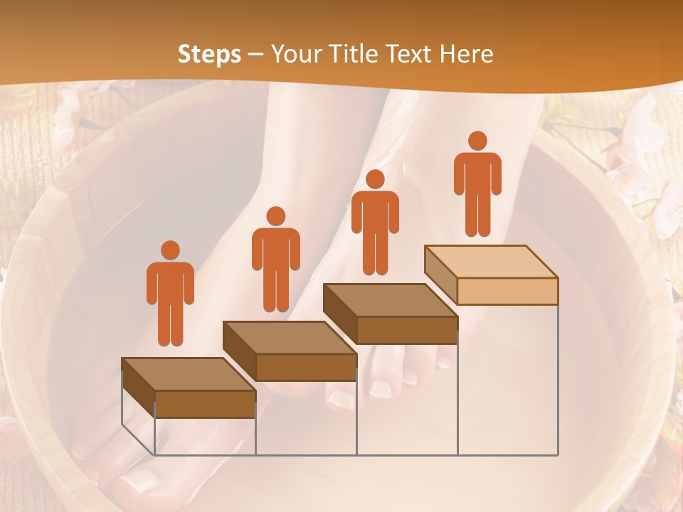 A Woman's Feet On A Wooden Bowl With Flowers PowerPoint Template