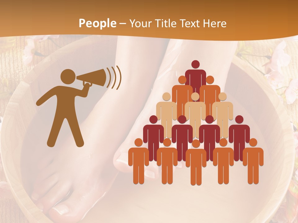 A Woman's Feet On A Wooden Bowl With Flowers PowerPoint Template