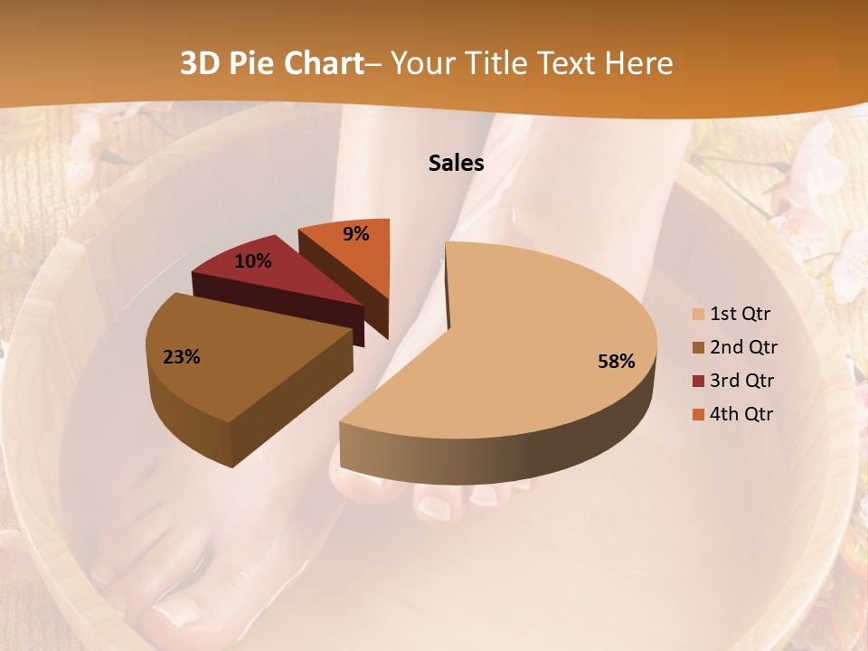 A Woman's Feet On A Wooden Bowl With Flowers PowerPoint Template
