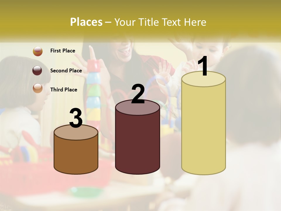 A Woman Is Playing With Children In A Room PowerPoint Template