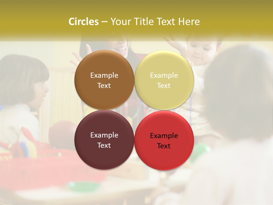 A Woman Is Playing With Children In A Room PowerPoint Template