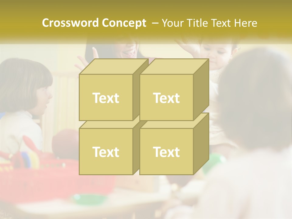 A Woman Is Playing With Children In A Room PowerPoint Template