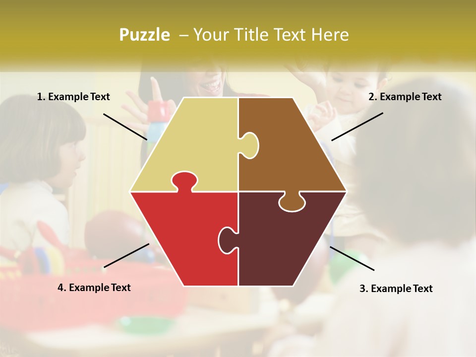 A Woman Is Playing With Children In A Room PowerPoint Template