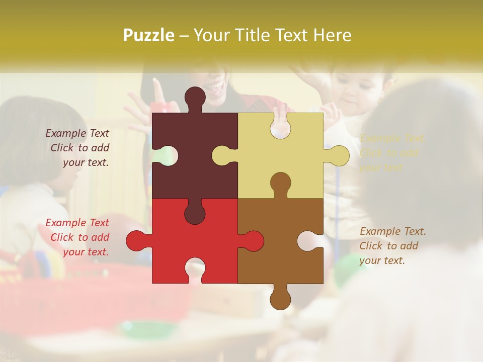 A Woman Is Playing With Children In A Room PowerPoint Template