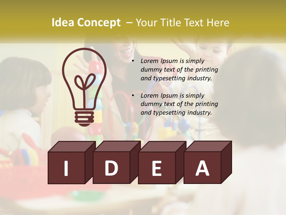 A Woman Is Playing With Children In A Room PowerPoint Template