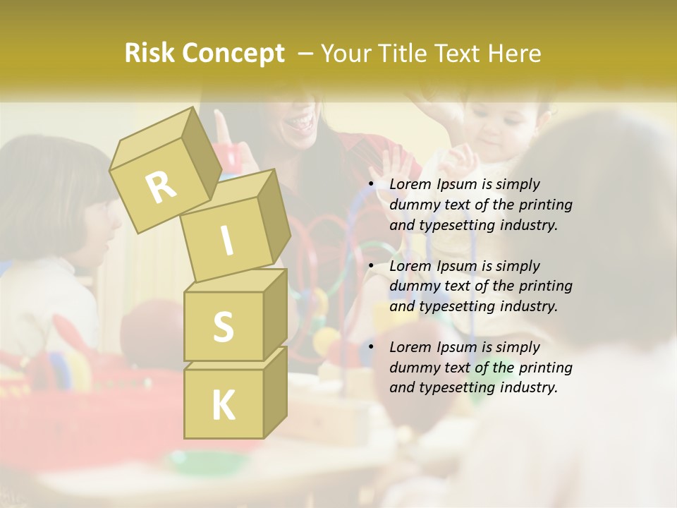 A Woman Is Playing With Children In A Room PowerPoint Template