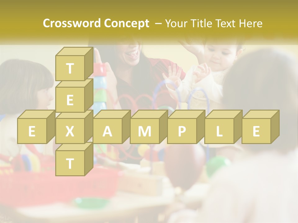 A Woman Is Playing With Children In A Room PowerPoint Template