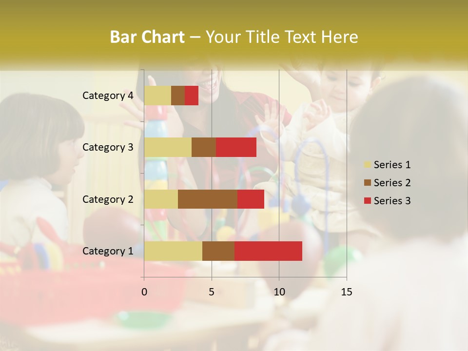 A Woman Is Playing With Children In A Room PowerPoint Template