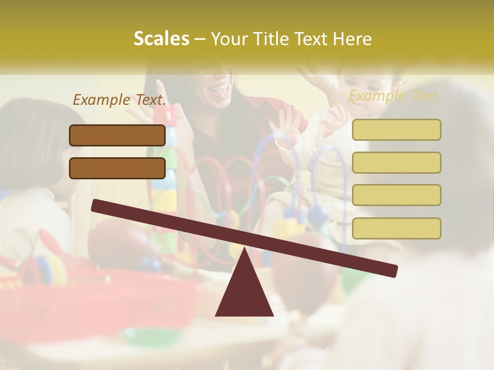 A Woman Is Playing With Children In A Room PowerPoint Template