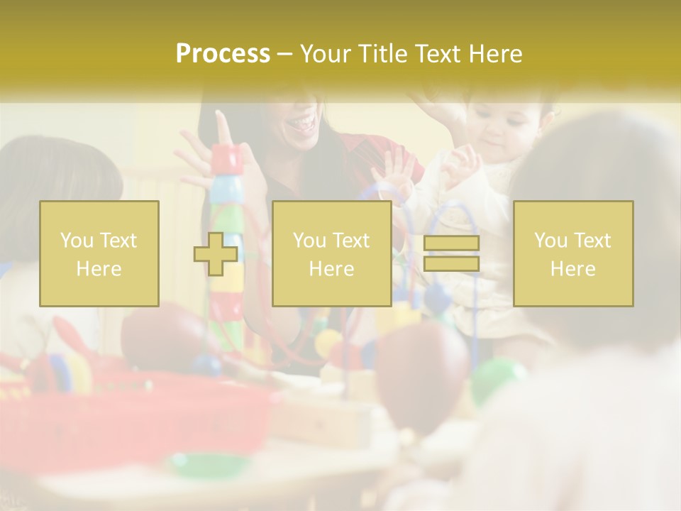 A Woman Is Playing With Children In A Room PowerPoint Template