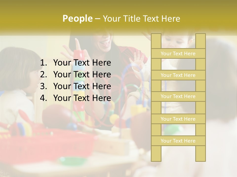 A Woman Is Playing With Children In A Room PowerPoint Template