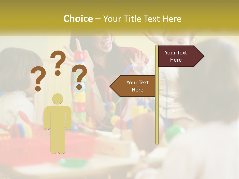 A Woman Is Playing With Children In A Room PowerPoint Template